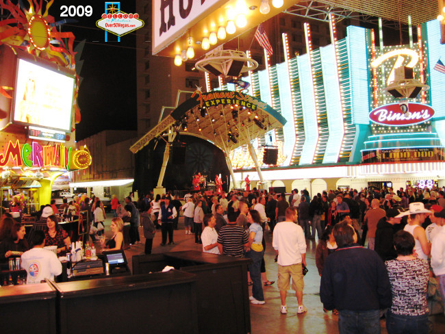 Fremont Street fun and crowds at Binion's Gambling Hall in 2009